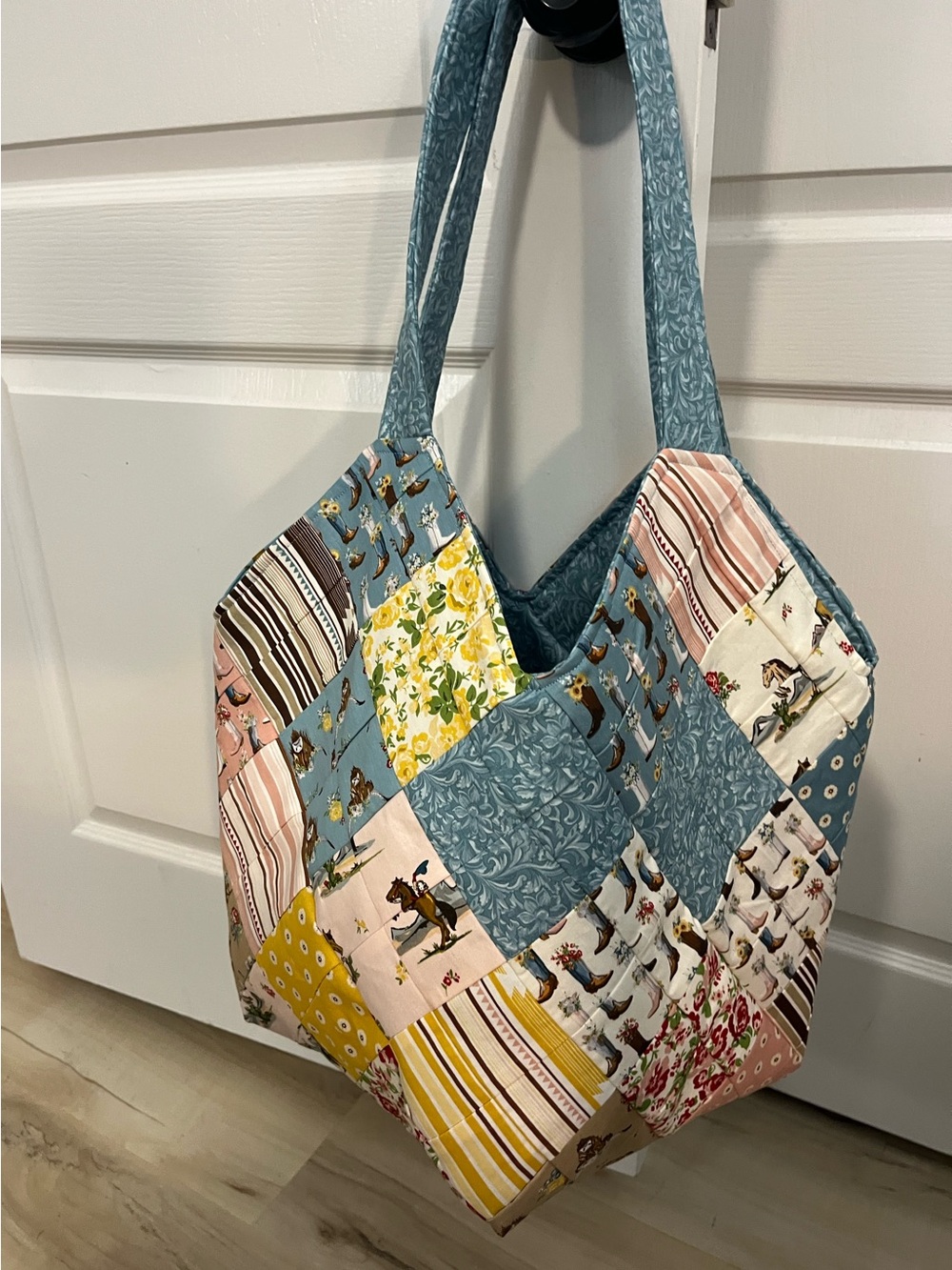 Cowgirl by Riley Blake Fabric Mondo Large Book Bag. New. Tote  Quilted